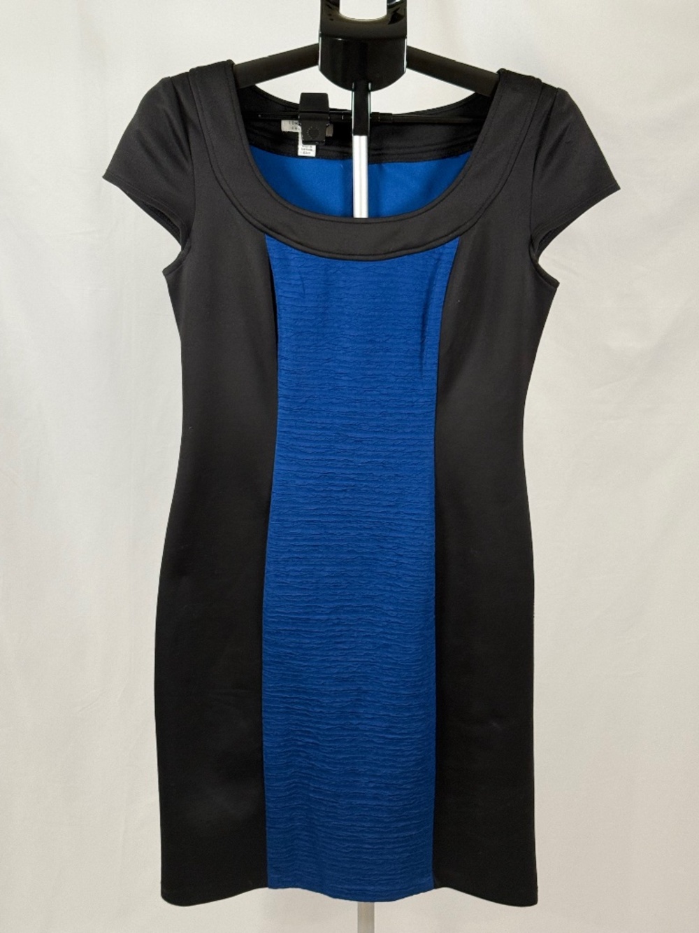 London Style Collection Black Blue Colorblock Sheath Dress 8
